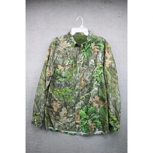 Mossy Oak Tabbed Sleeves Men's Dressy Button Up Silky Camo Shirt-Size Medium